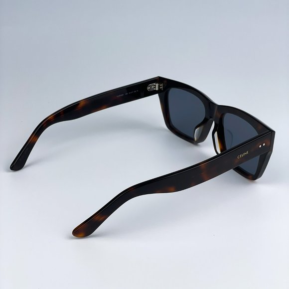 🔥CELINE CL40082F 52V Sunglasses Shiny Dark Havana Blue Square Unisex - Picture 8 of 13